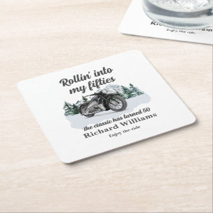 Reise Klassisches Motorrad Rollende 50. Geburtstag Rechteckiger Pappuntersetzer