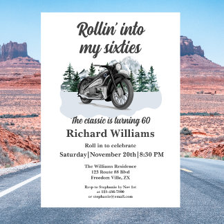 Reise Klassisches Motorrad Rollende 60. Geburtstag Einladung