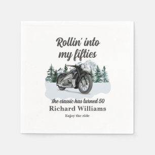 Reise Klassisches Motorrad Rollt 50. Geburtstag Serviette