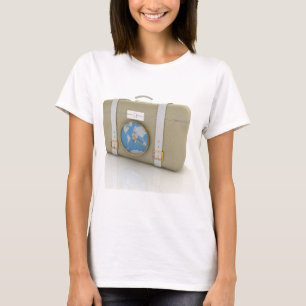 Reise-Kofferuhr Weltkarte im Vintage-Stil T-Shirt