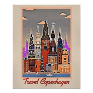 Reise Kopenhagen, Vintage-Plakat, Fotodruck