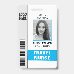 Reise-Krankenpfleger-Logo-Foto-ID-Vorlage blau Ausweis