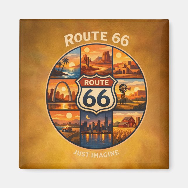 Reise-Kunst auf der historischen Route 66 Magnet (Vorne)