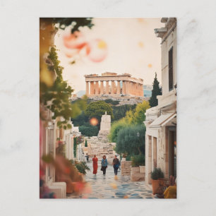 Reise Kunst im Vintage-Stil Athen Griechenland  Postkarte