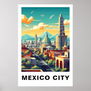 Reise-Kunst im Vintage-Stil für Mexico City Poster