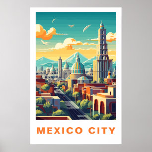 Reise-Kunst im Vintage-Stil für Mexico City Poster