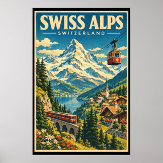 Reise-Kunst Schweiz Schweizer Alpen Vintage Schwei Poster