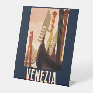 Reise-Kunst Venedig Venezia Italien Venedig Gondel Sockelschild