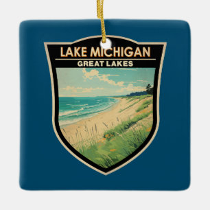 Reise Kunst Vintage Lake Michigan Keramikornament