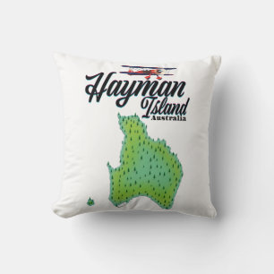 Reise-Landkarte von Hayman Island im Vintage-Stil. Kissen