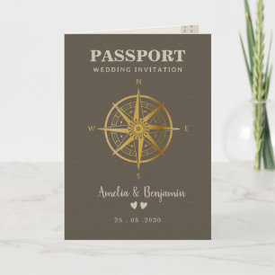 Reise-Liebe-Thema Reisepass Ziel Hochzeit Einladung