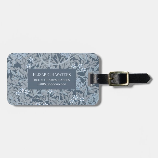 REISE LUGGAGE TAG : WILLIAM MORRIS : JASMINE GEPÄCKANHÄNGER (Vorderseite horizontal)