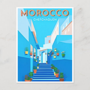 Reise-Marokko im Vintage-Stil maroc Tourismus chef Postkarte