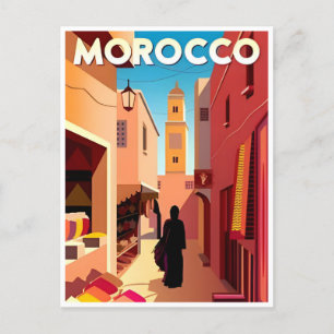Reise-Marokko Vintage marokko tourismus marrakesch Postkarte