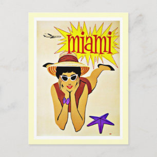Reise Miami Florida Strand Vintage Postkarte