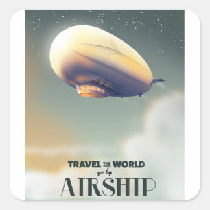 Reise mit dem Luftschiff um die Welt Quadratischer Aufkleber
