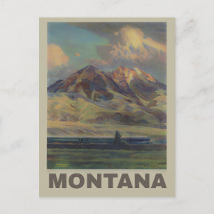 Reise mit dem Vintage Montana Gebirgszug Postkarte