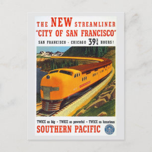 Reise mit dem Zug zwischen San Francisco und Chica Postkarte