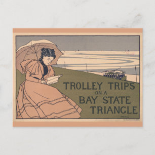 Reise mit der Vintage-Massachusetts-Bay-State-Stra Postkarte