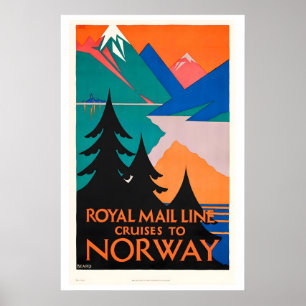 Reise mit einem alten Boot nach Norwegen Vintage-R Poster