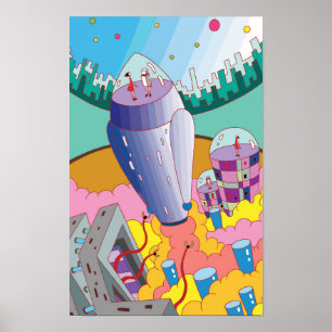Reise mit einer Rakete in eine Fantasie-Welt. Poster