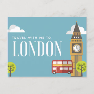 Reise mit mir nach London, England Feiertagspostkarte