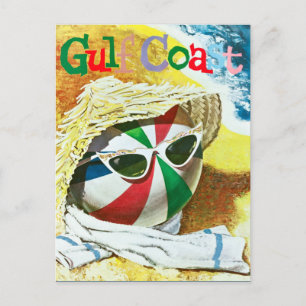 Reise mit Vintage Gulf Coast Beach Ball Postkarte
