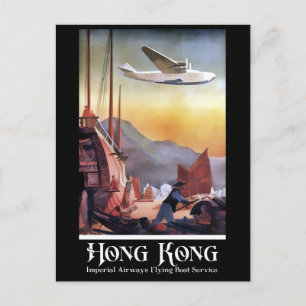 Reise mit Vintage Hong Kong China Airline Postkarte
