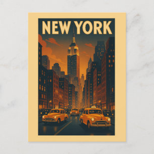 Reise mit Vintage-Taxi auf New Yorker Straßen Postkarte
