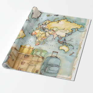 Reise mit Vintage-Weltkarte Geschenkpapier