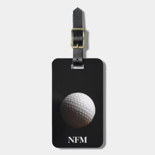 Reise-Monogramm Sport Weiß Golfball auf Schwarz Gepäckanhänger