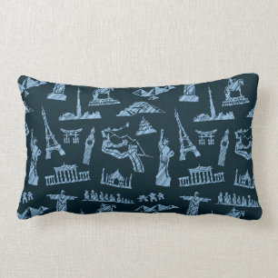 Reise-Muster im Blues-Muster Lendenkissen