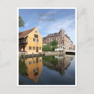 Reise nach Aarhus Dänemark im Vintage-Stil Häuser Postkarte