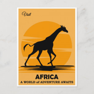 Reise nach Afrika Afrikanische Giraffe Vintage Postkarte