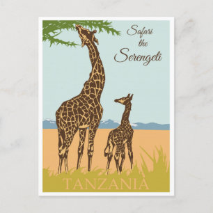 Reise nach Afrika Tansania Safari Vintage Postkarte