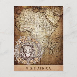 Reise nach Afrika Vintage Karte Löwe Blumenmuster