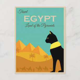 Reise nach Ägypten Pyramiden Bastet Katze Vintage Postkarte