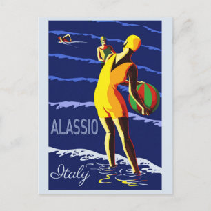 Reise nach Alassio Italien Vintage Postkarte