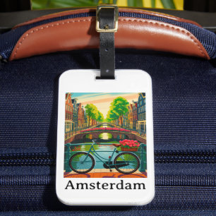 Reise nach Amsterdam Holland Kanalstadt Vintage Gepäckanhänger