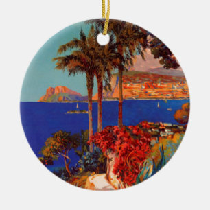 Reise nach Antibes Côte d'Azur im Vintage-Stil Keramik Ornament