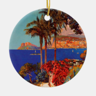 Reise nach Antibes Côte d'Azur im Vintage-Stil Keramik Ornament