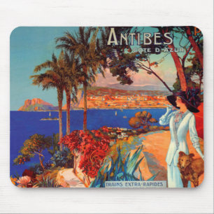 Reise nach Antibes Côte d'Azur im Vintage-Stil Mousepad