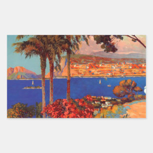 Reise nach Antibes Côte d'Azur im Vintage-Stil Rechteckiger Aufkleber