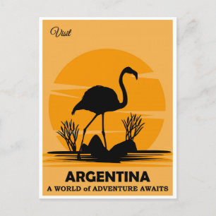 Reise nach Argentinien Flamingo Vintage Postkarte