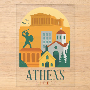 Reise nach Athen Griechenland im Vintage-Stil – St Acryleinladungen