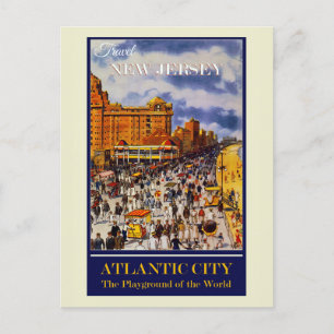 Reise nach Atlantic City New Jersey im Vintage-Sti Postkarte