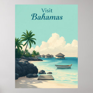 Reise nach Bahamas im Vintage-Stil, Vintage-Illust Poster