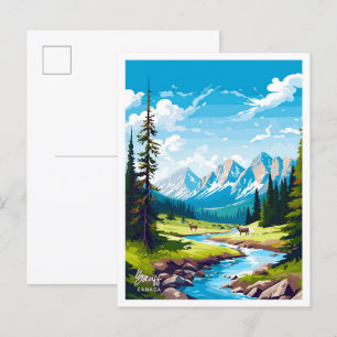 Reise nach Banff Kanada Vintage-Illustration Postkarte