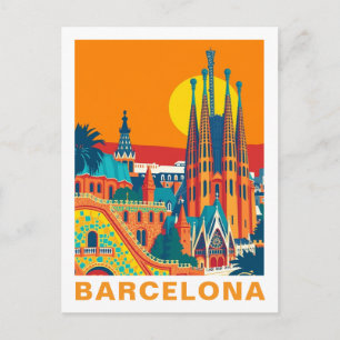 Reise nach Barcelona Spanien Vintage Postkarte