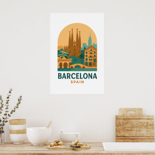 Reise nach Barcelona Spanien Vintage – Sagrada Fam Poster